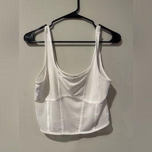 Garage White Mesh Corset Top